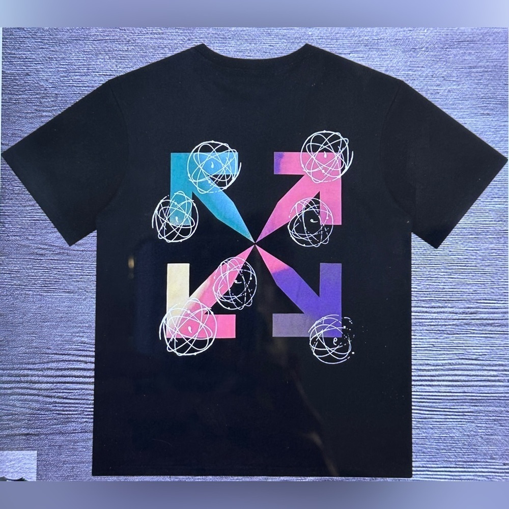 Off-White Black Geometric Arrows Logo Tee Size L NWT Rare Virgil Abloh